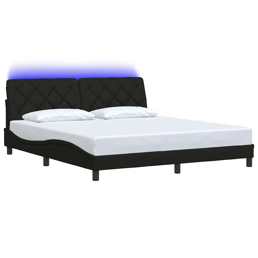 Cadre de lit avec LED sans matelas noir 180x200 cm tissu - 3