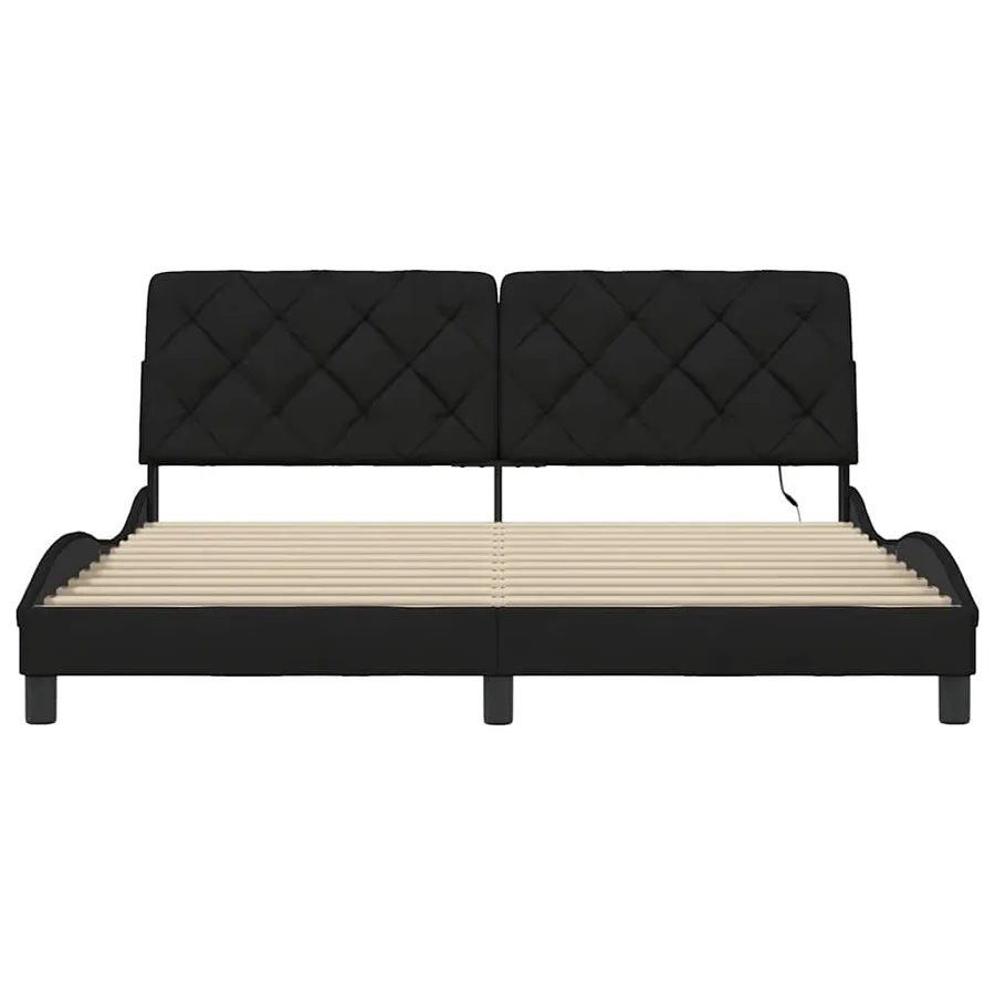 Cadre de lit avec LED sans matelas noir 180x200 cm tissu - 6