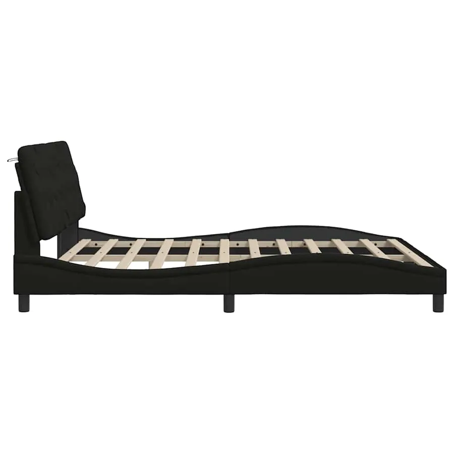 Cadre de lit avec LED sans matelas noir 180x200 cm tissu - 9