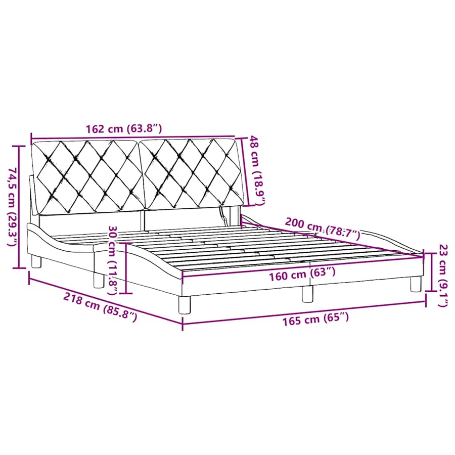 Cadre de lit avec LED sans matelas gris foncé 160x200 cm tissu - 16