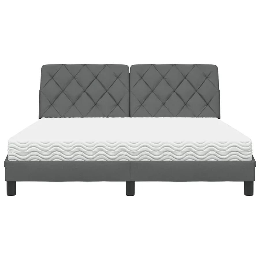 Lit avec matelas gris foncé 160x200 cm tissu - 5