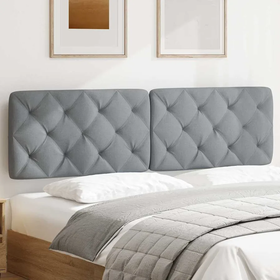 Coussin de tête de lit gris clair 180 cm tissu - 3
