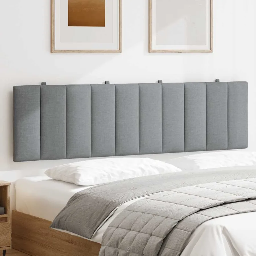 Coussin de tête de lit Hanko gris clair 180 cm tissu - 3