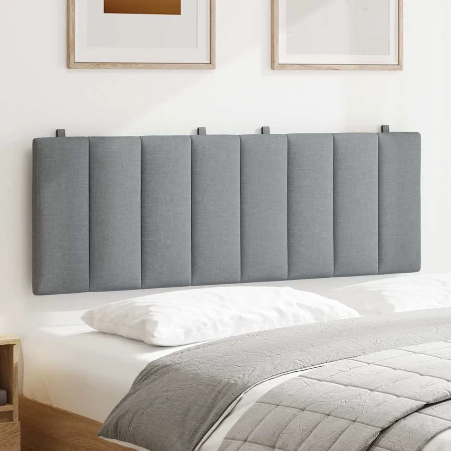 Coussin de tête de lit Hanko gris clair 140 cm tissu - 3