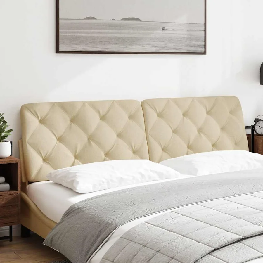 Coussin de tête de lit crème 180 cm tissu - 2