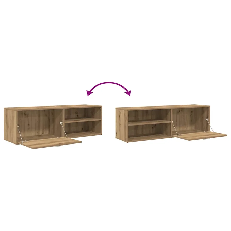 Meuble TV chêne artisanal 120x34x37 cm bois d'ingénierie - 8