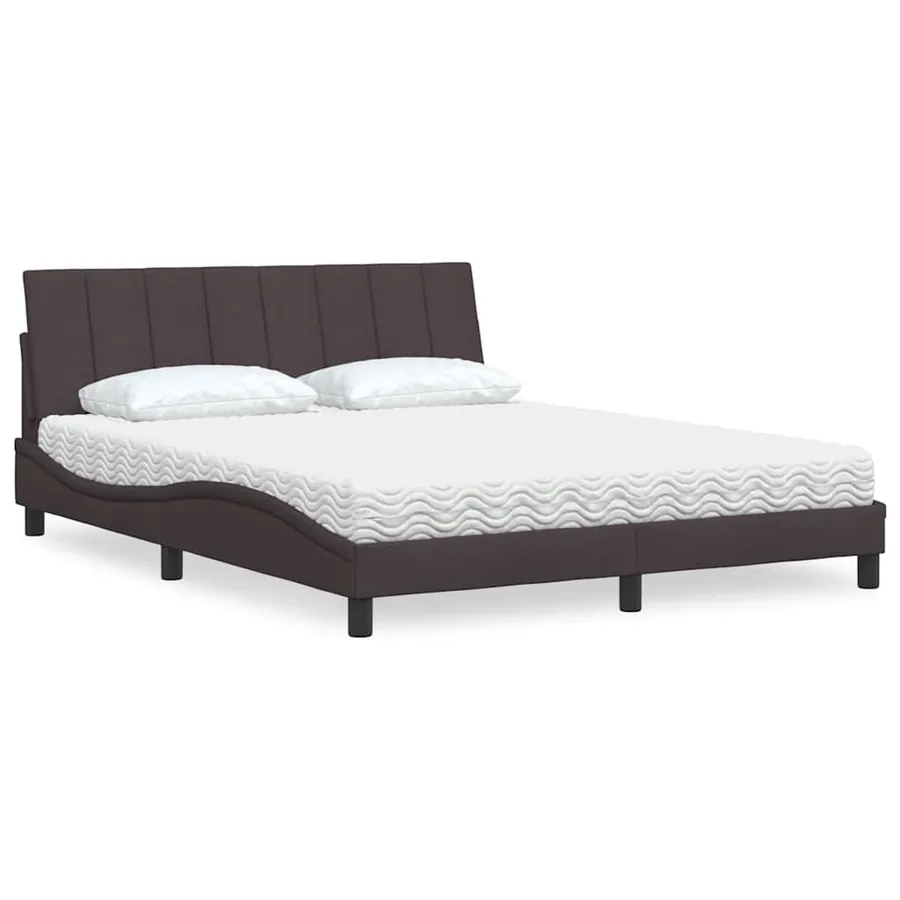 Lit avec matelas Hanko marron foncé 160x200 cm tissu
