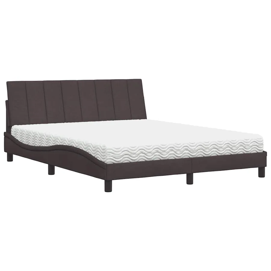 Lit avec matelas Hanko marron foncé 160x200 cm tissu - 2