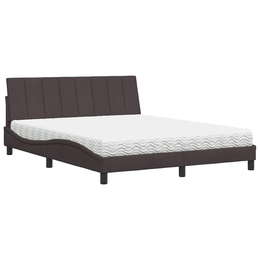 Lit avec matelas Hanko marron foncé 160x200 cm tissu - 4