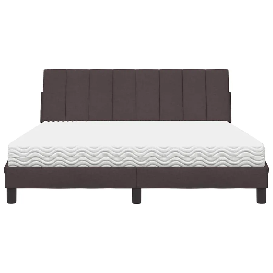 Lit avec matelas Hanko marron foncé 160x200 cm tissu - 5