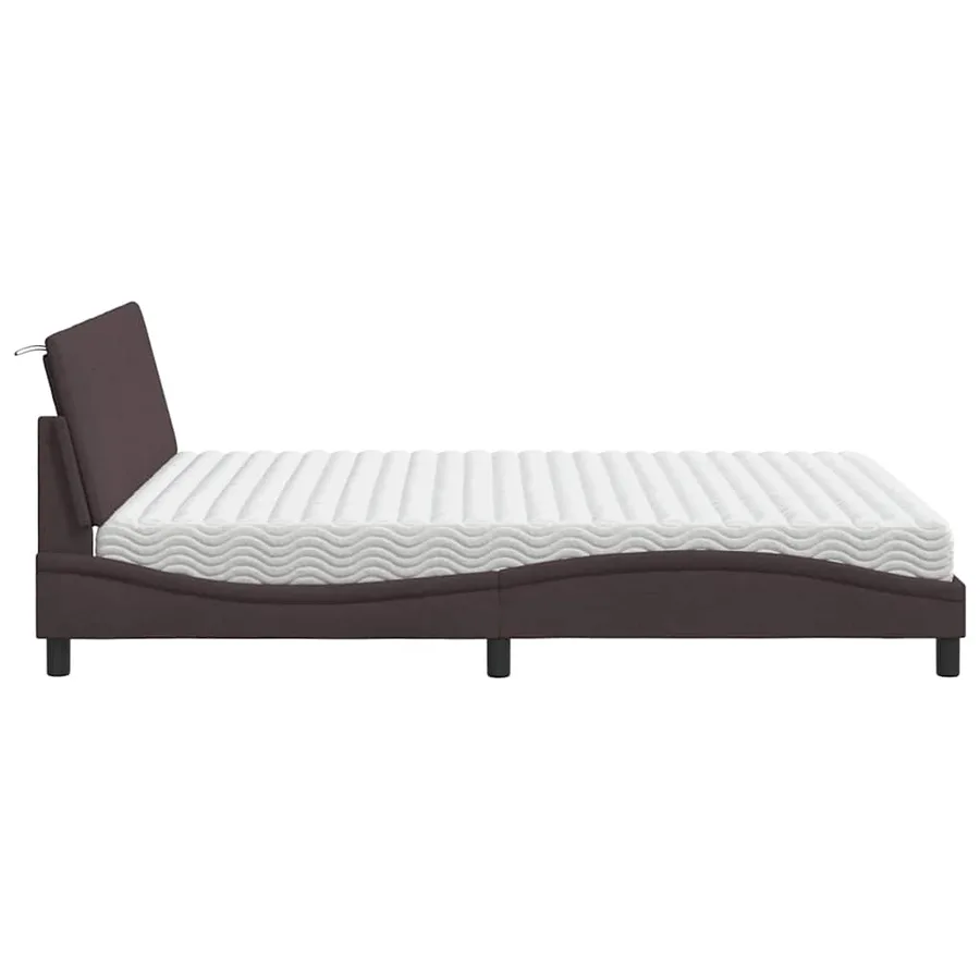 Lit avec matelas Hanko marron foncé 160x200 cm tissu - 6