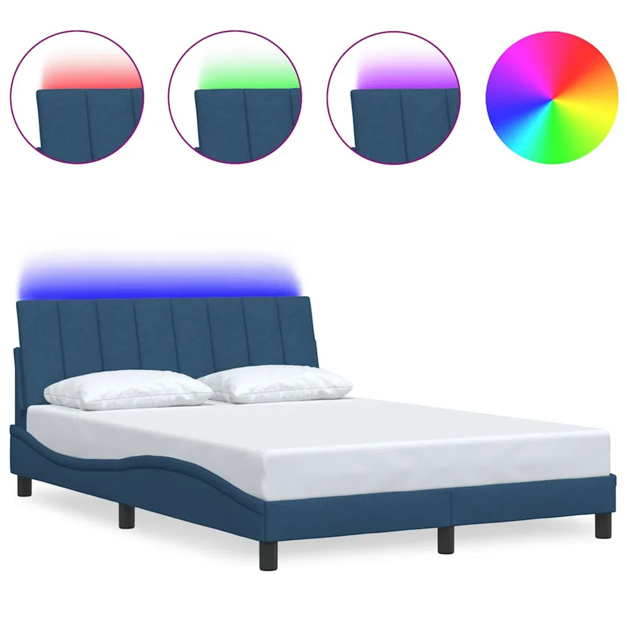Cadre de lit sans matelas Hanko bleu 140x200 cm tissu - 2