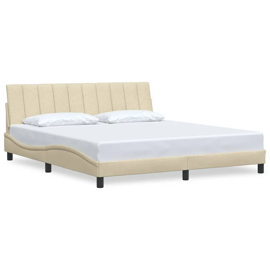 Cadre de lit sans matelas Hanko crème 180x200 cm tissu - 2