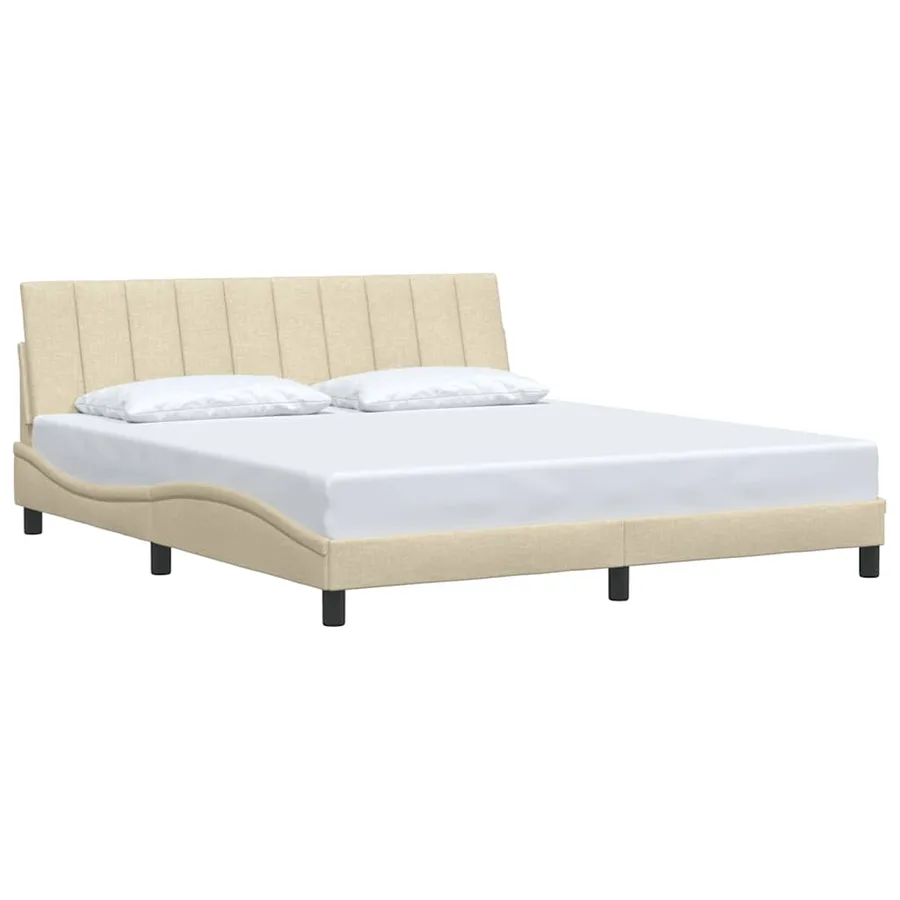 Cadre de lit sans matelas Hanko crème 180x200 cm tissu - 3