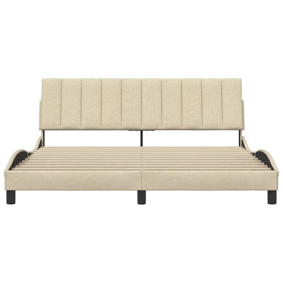 Cadre de lit sans matelas Hanko crème 180x200 cm tissu - 4