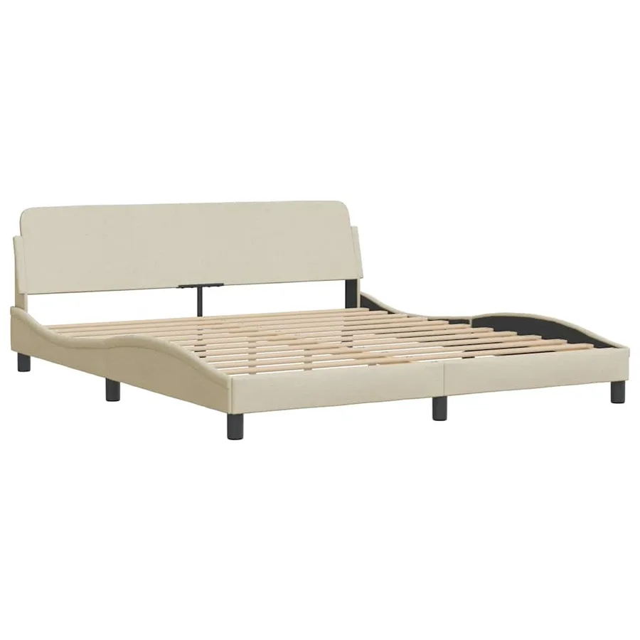 Cadre de lit sans matelas Hanko crème 180x200 cm tissu - 5