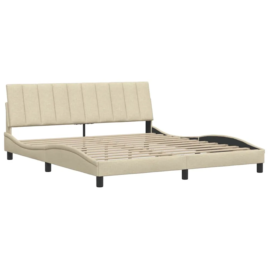 Cadre de lit sans matelas Hanko crème 180x200 cm tissu - 7