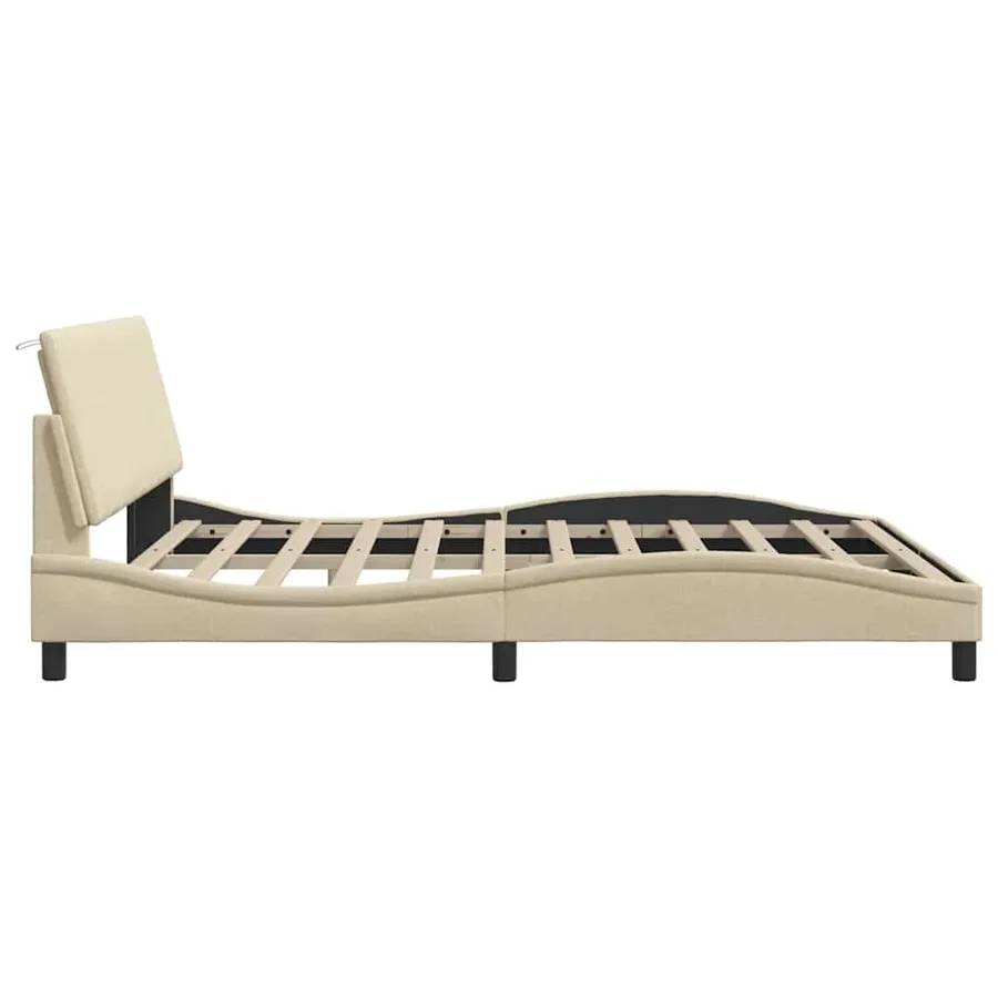 Cadre de lit sans matelas Hanko crème 180x200 cm tissu - 8
