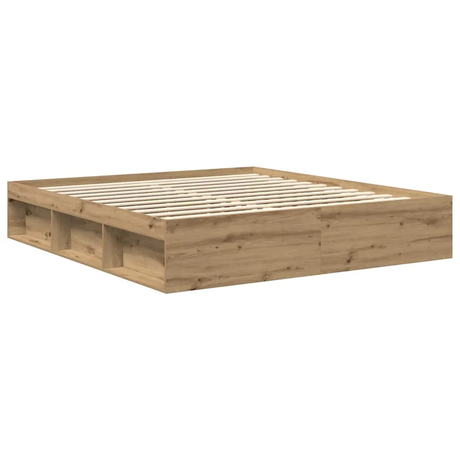 Cadre de lit sans matelas chêne artisanal 180x200 cm - 7