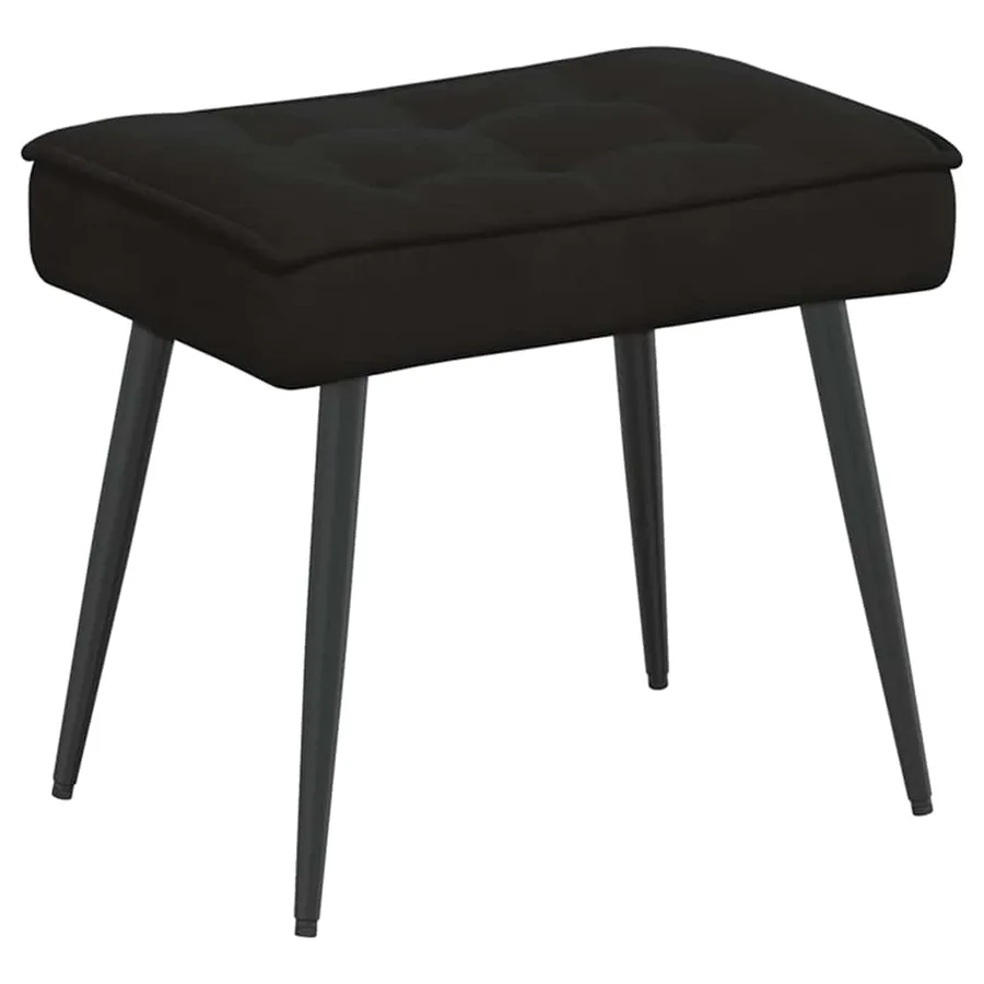 Chaise de relaxation avec tabouret Noir Velours - 5