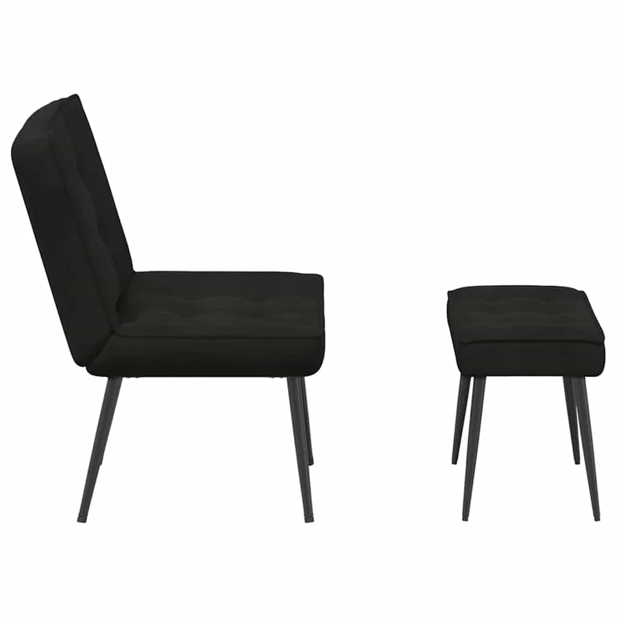 Chaise de relaxation avec tabouret Noir Velours - 7