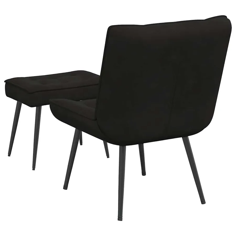 Chaise de relaxation avec tabouret Noir Velours - 8