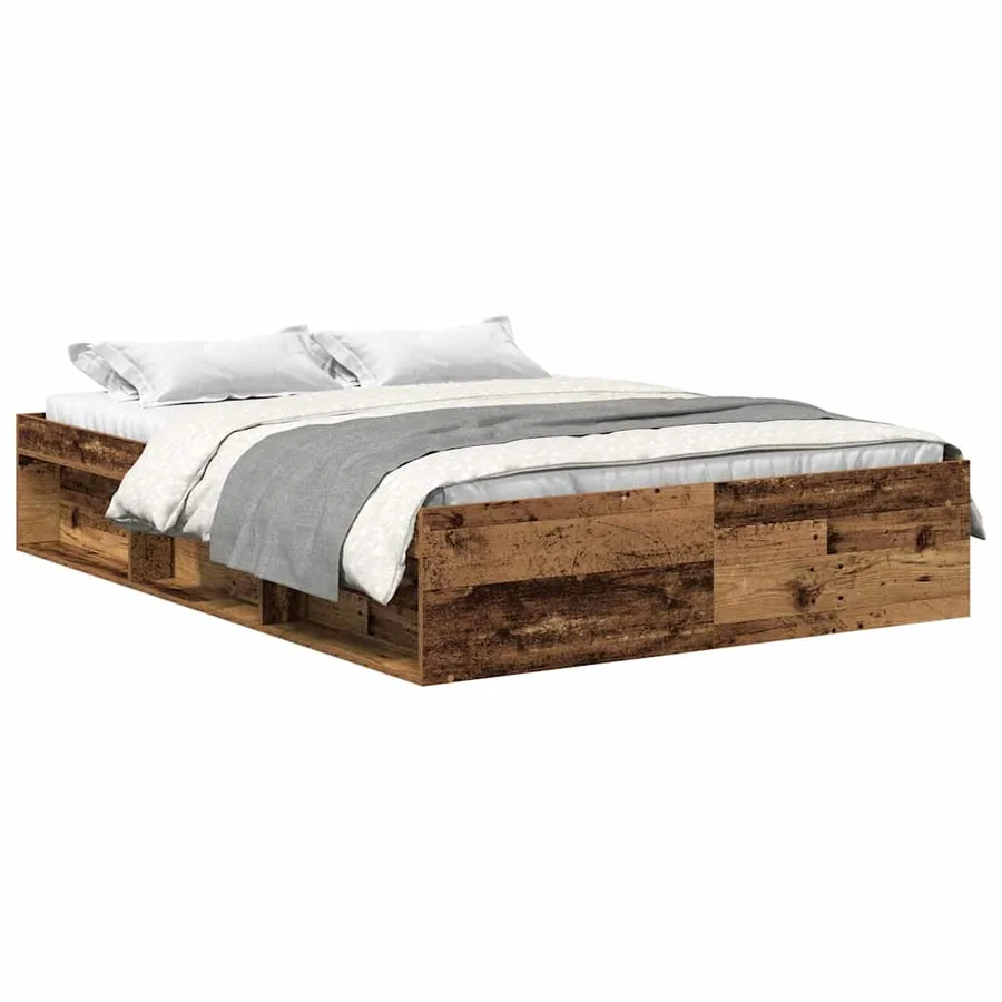 Cadre de lit sans matelas vieux bois 120x200 cm bois ingénierie - 2