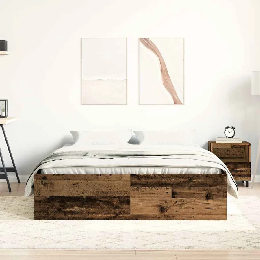 Cadre de lit sans matelas vieux bois 120x200 cm bois ingénierie - 3