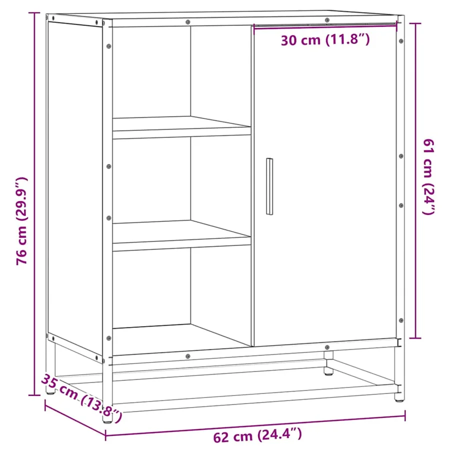 Buffet chêne fumé 62x35x76 cm bois d'ingénierie - 11