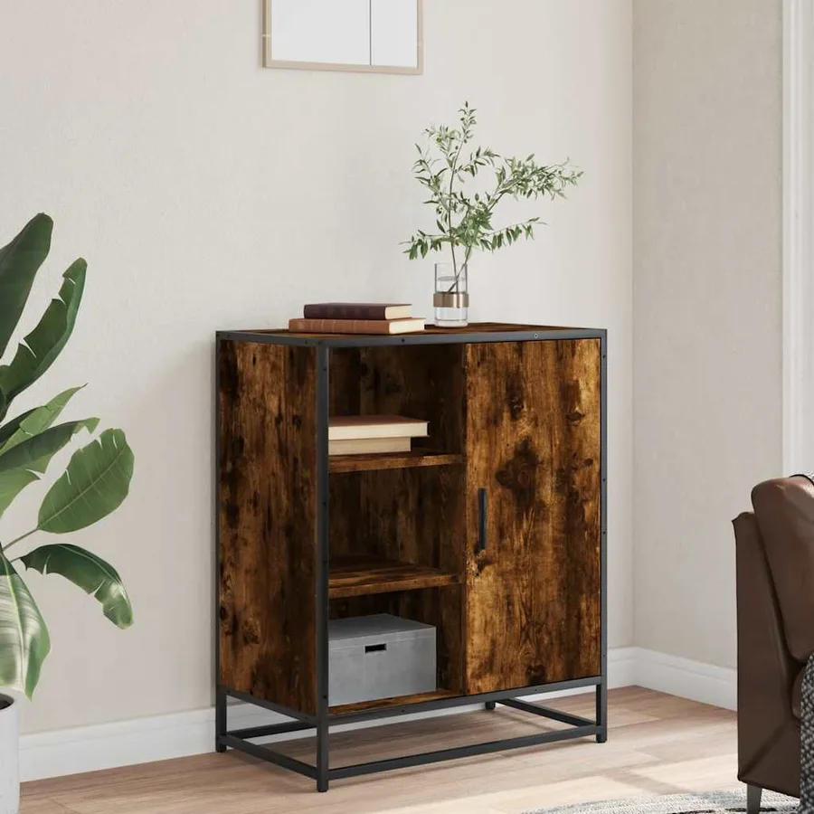 Buffet chêne fumé 62x35x76 cm bois d'ingénierie - 3