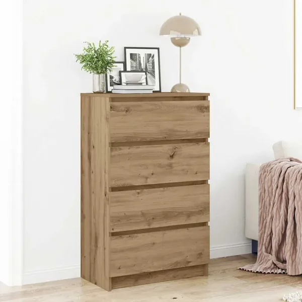 Buffet chêne artisanal 60x35x98,5 cm bois d'ingénierie
