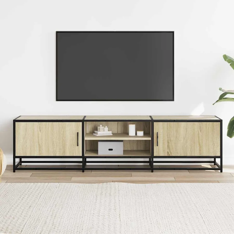 Meuble TV chêne sonoma 160x35x41 cm bois d'ingénierie et métal - 3