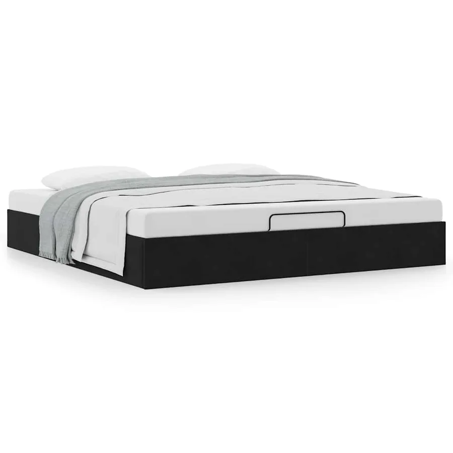 Cadre de lit ottoman avec matelas noir 180x200 cm velours - 4