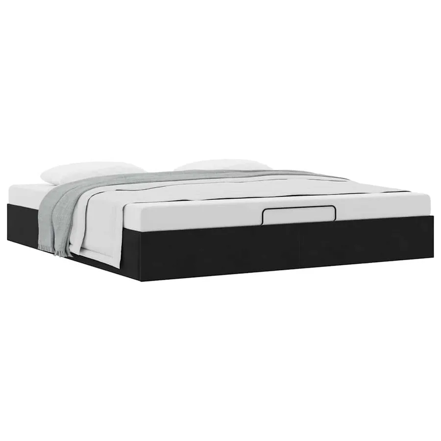 Cadre de lit ottoman avec matelas noir 180x200 cm velours - 5