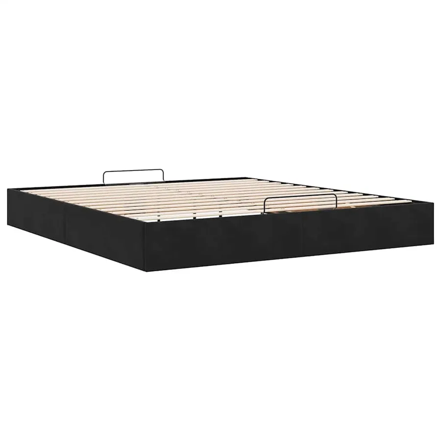 Cadre de lit ottoman avec matelas noir 180x200 cm velours - 9