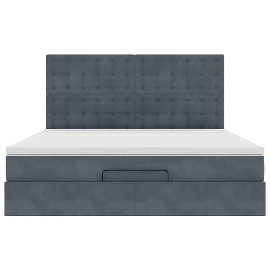 Cadre de lit ottoman avec matelas gris foncé 180x200cm velours - 11