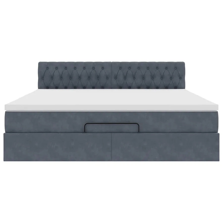 Cadre de lit ottoman avec matelas gris foncé 180x200 cm velours - 6