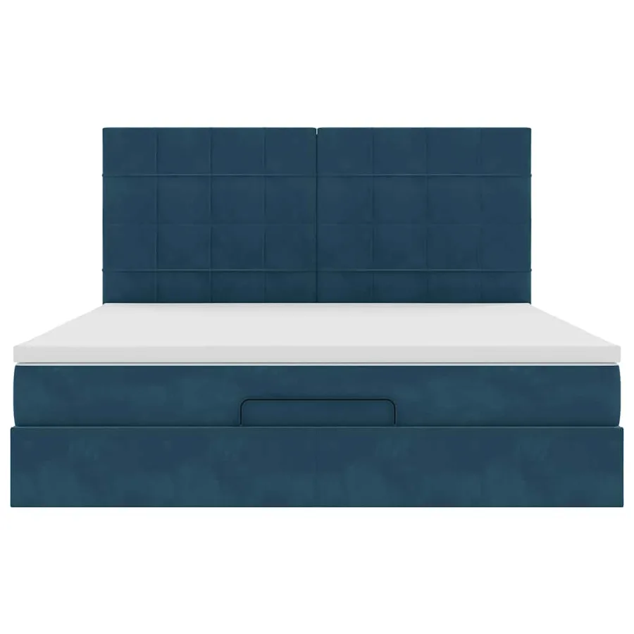 Cadre de lit ottoman avec matelas bleu foncé 180x200 cm velours - 7