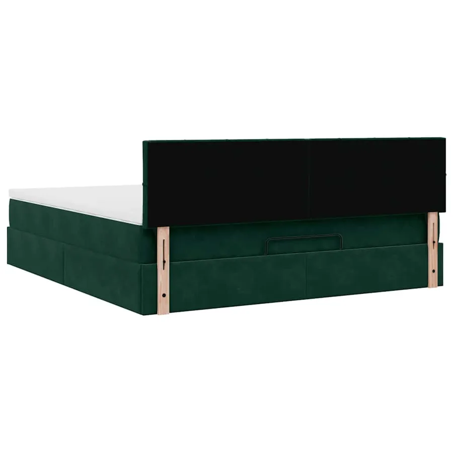 Cadre de lit ottoman avec matelas vert foncé 180x200 cm velours - 9