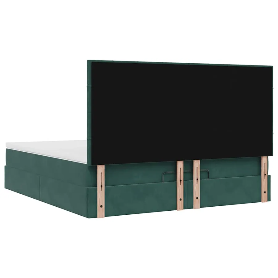 Cadre de lit ottoman avec matelas vert foncé 180x200cm velours - 10