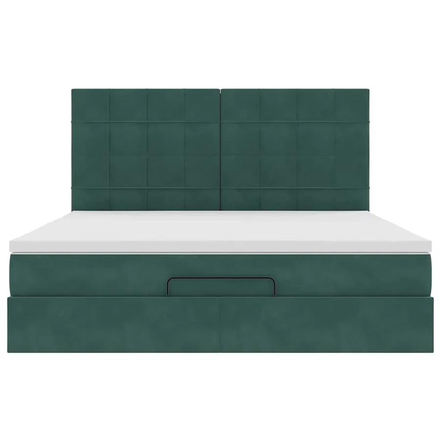 Cadre de lit ottoman avec matelas vert foncé 180x200cm velours - 8