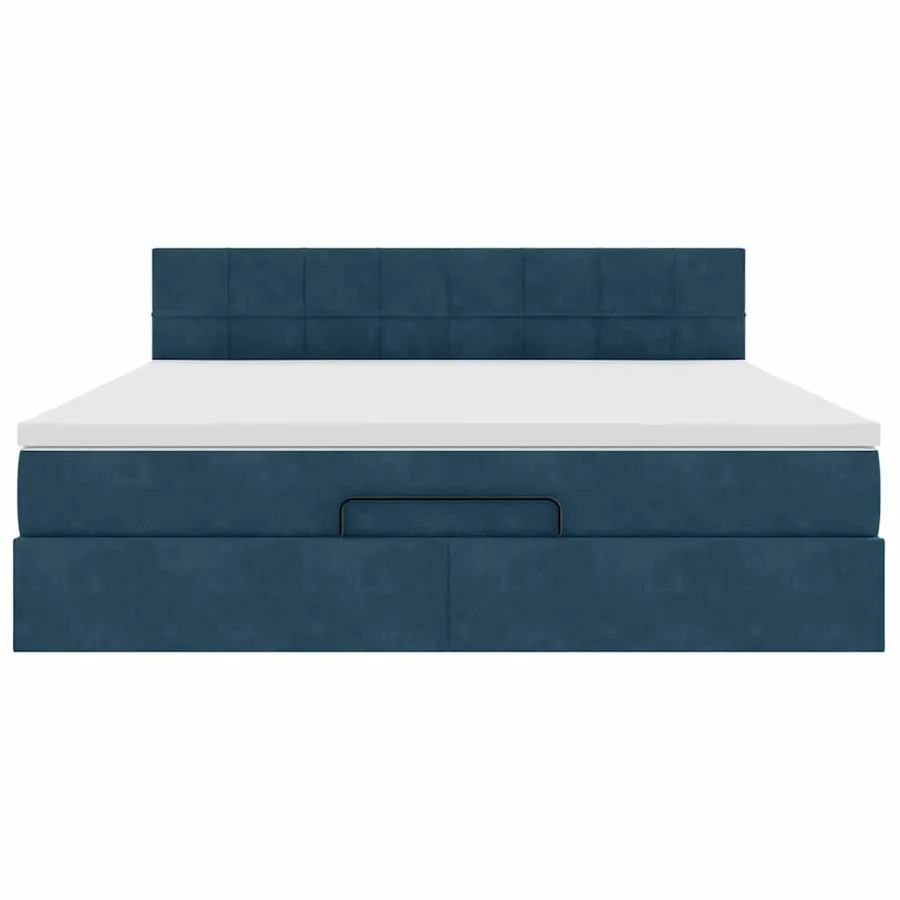 Cadre de lit ottoman avec matelas bleu foncé 180x200 cm velours - 6