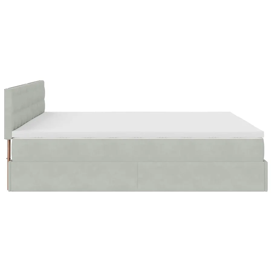 Cadre de lit ottoman avec matelas gris clair 200x200 cm velours - 10