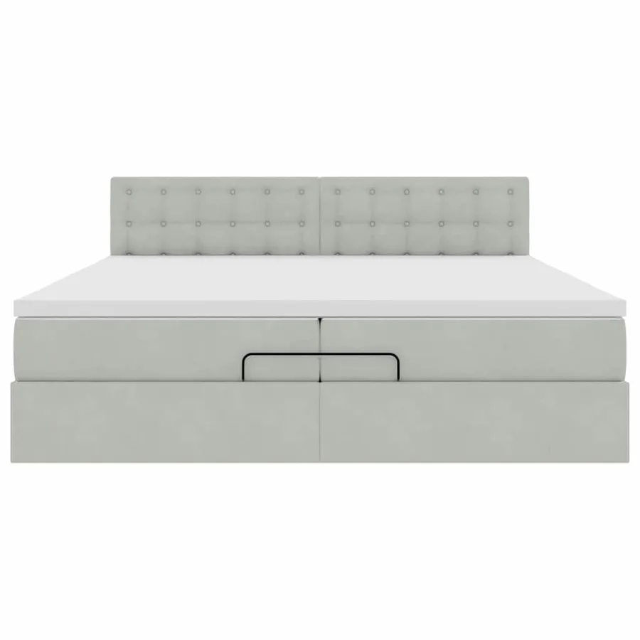 Cadre de lit ottoman avec matelas gris clair 200x200 cm velours - 7