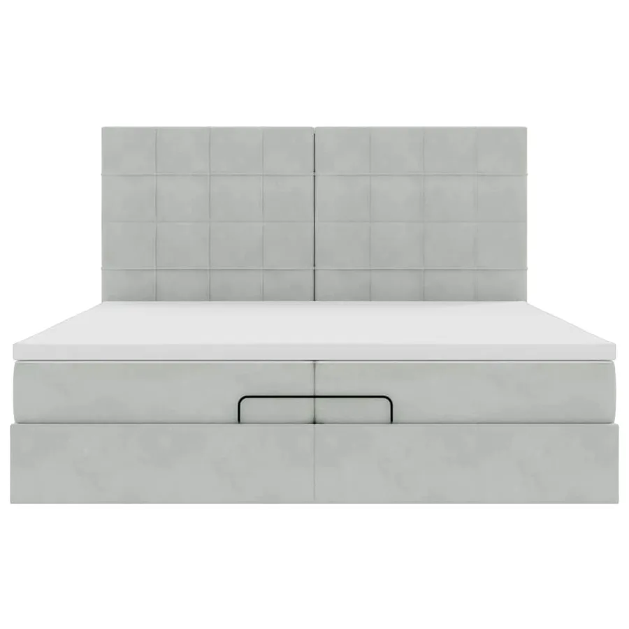 Cadre de lit ottoman avec matelas gris clair 200x200 cm velours - 7