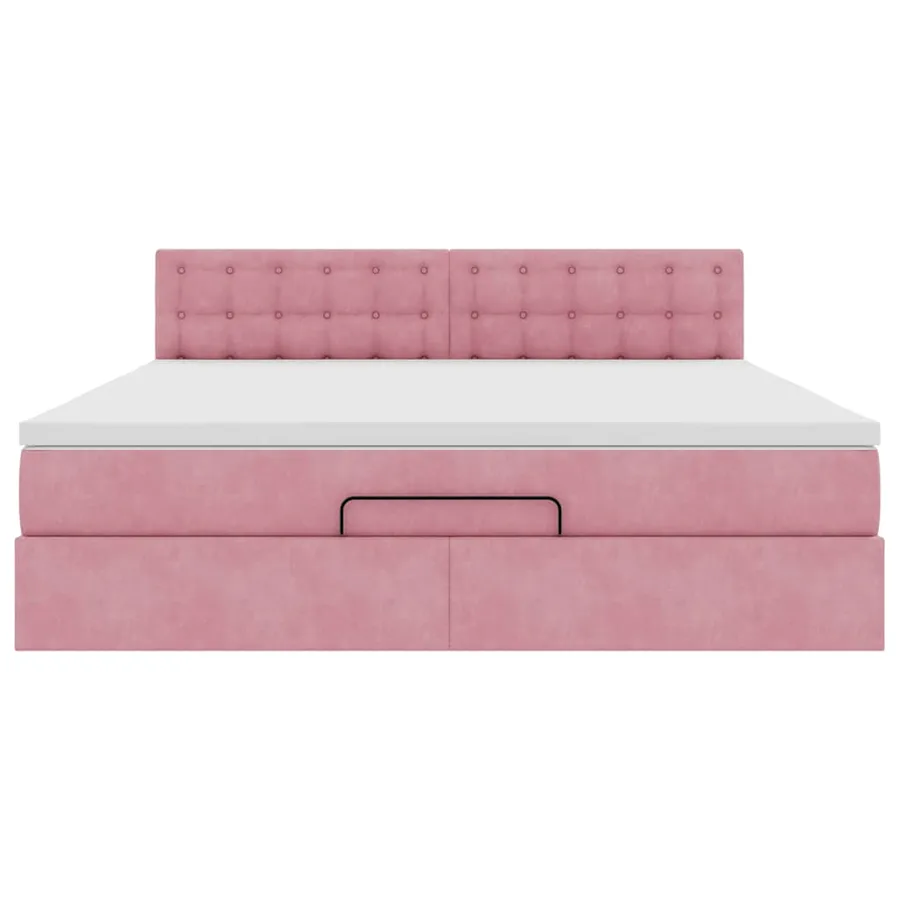 Lit ottoman avec matelas et LED Rose 180x200 cm velours - 8