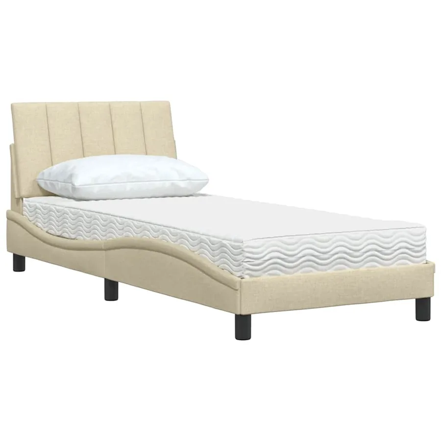 Lit avec matelas Hanko crème 90x190 cm tissu - 4