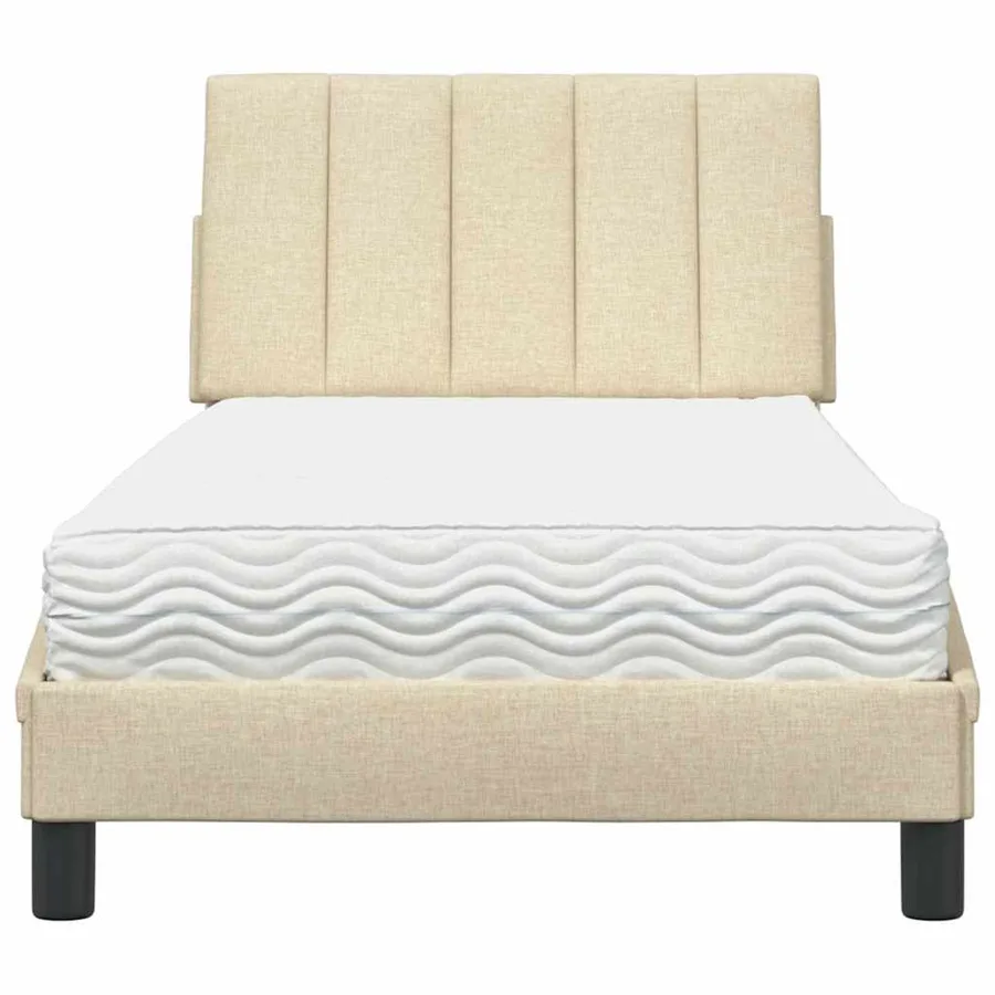 Lit avec matelas Hanko crème 90x190 cm tissu - 5