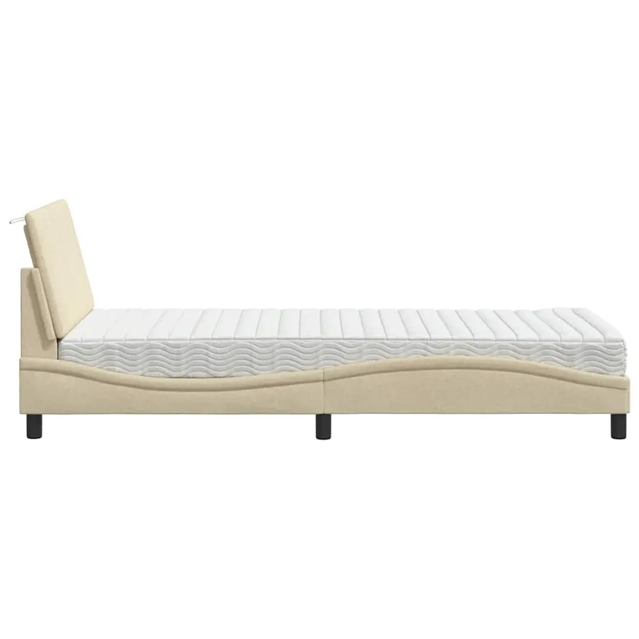 Lit avec matelas Hanko crème 90x190 cm tissu - 6