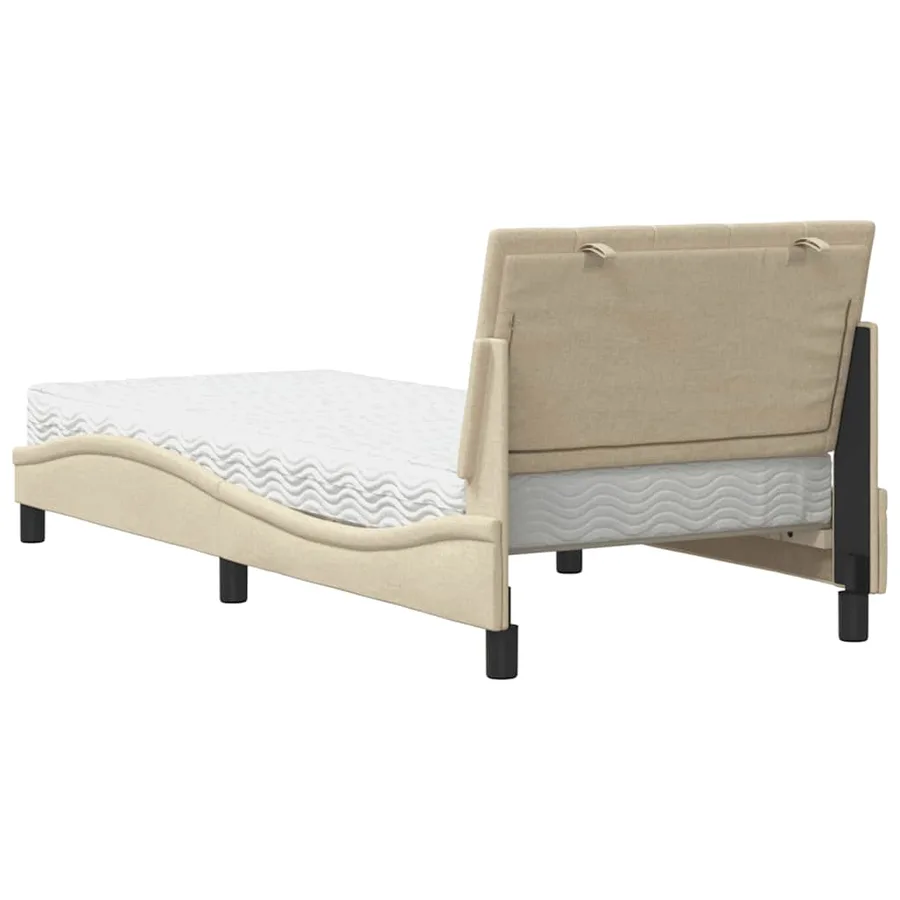 Lit avec matelas Hanko crème 90x190 cm tissu - 7